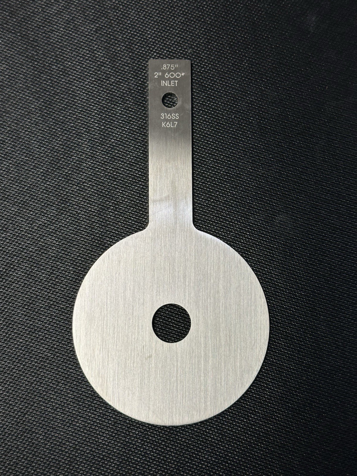 2° 600# 1/8″ 316SS ORIFICE PLATE 0.875 BORE