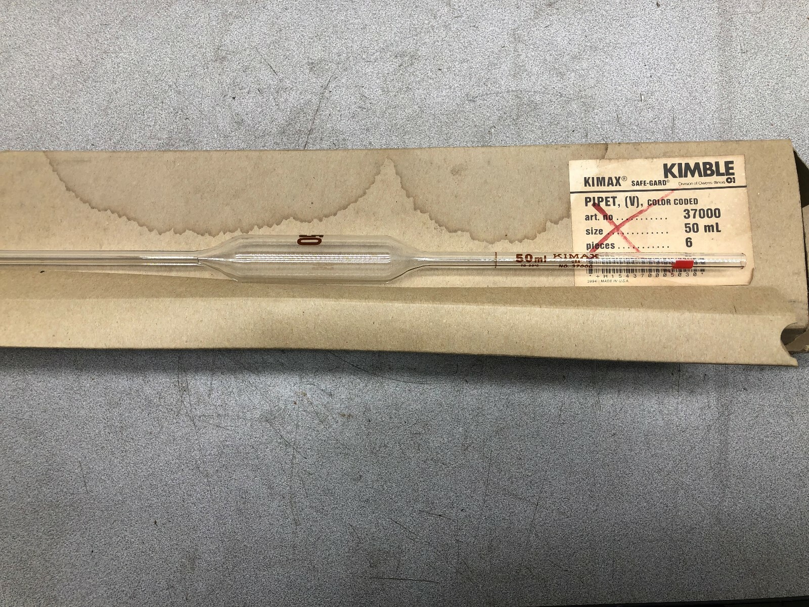 NEW IN BOX OF 4 KIMBLE SAFE-GUARD 50 ML PIPET 37000