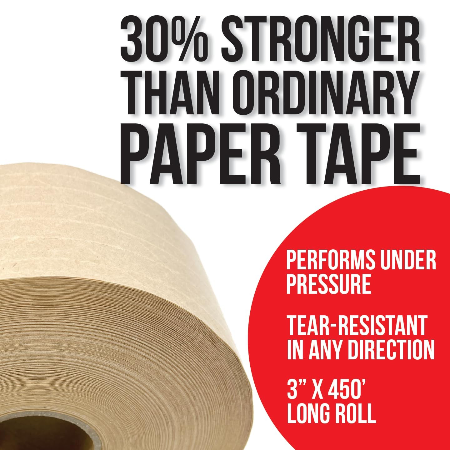 LAUCO 3″ x 450′ Water Activated Gummed Tape – Kraft Packing Tape – 10 Rolls