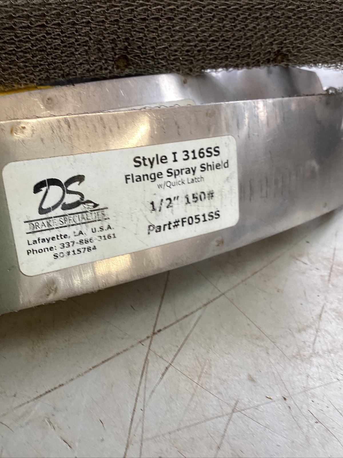 SIX 1/2”-300/600# Drake S/N F053SS Flange Spray Shield Quick Clamp Style I316SS