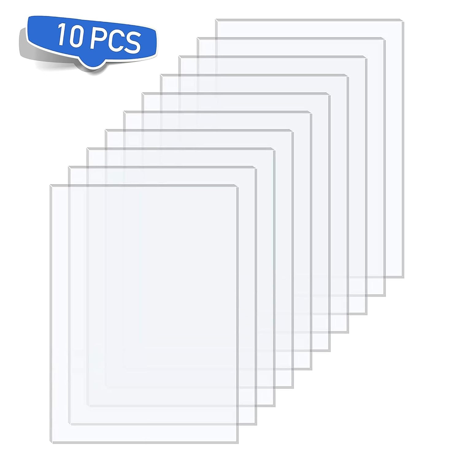 Plexiglass Sheets Pack of 10 – Durable PET Sheet Panels for Poster Frames, Pictu