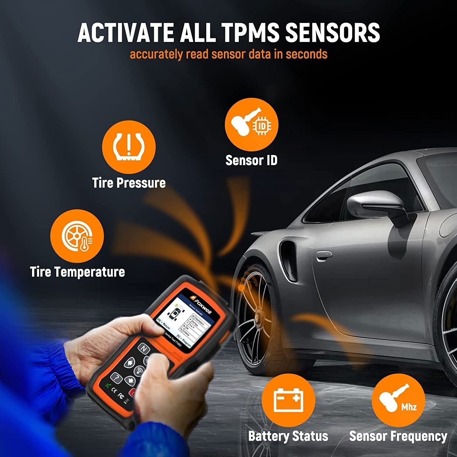 FOXWELL T1000 TPMS Relearn Activate Tire Pressure Sensor Programmer Diagnostic