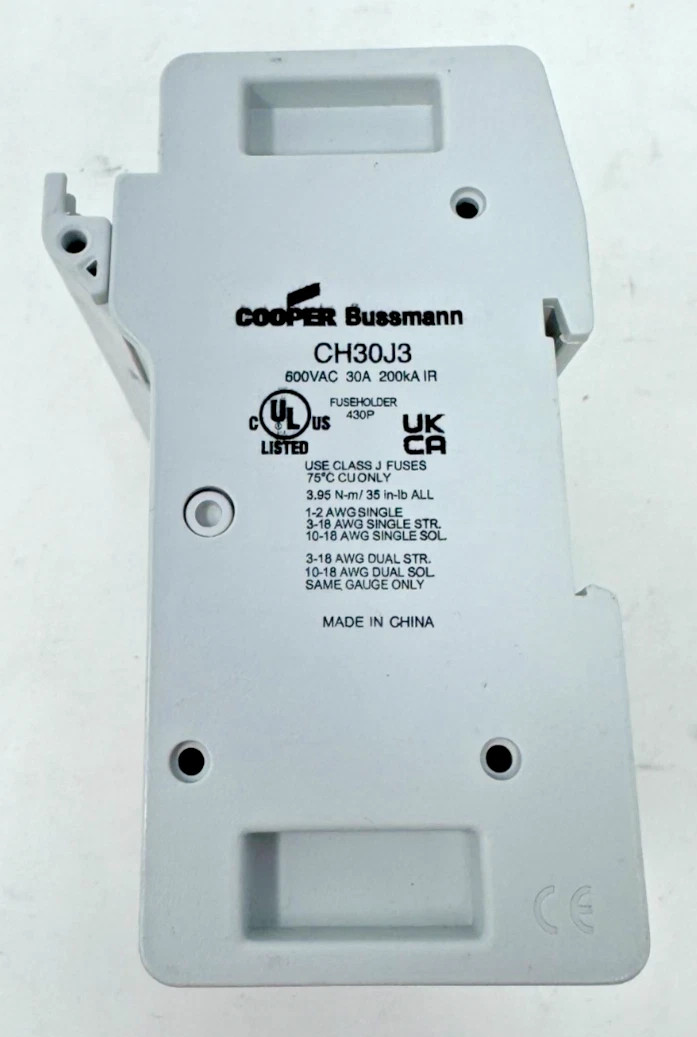 COOPER BUSSMANN 30A 600V 200kA 3-POLE FUSE HOLDER CH30J3