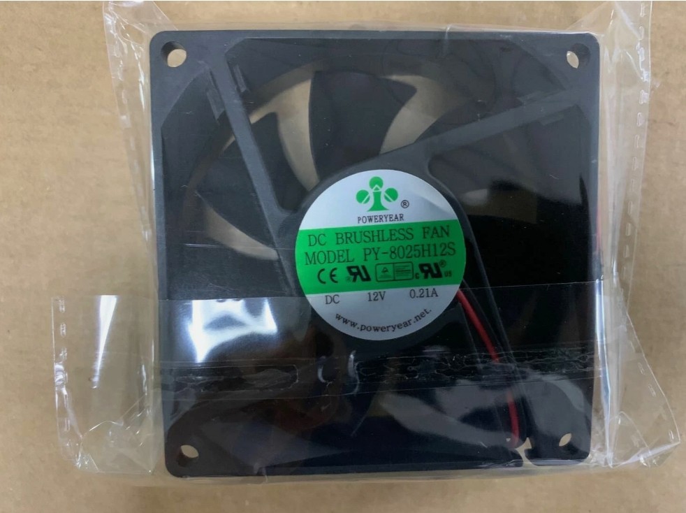 new POWERYEAR FAN PY-8025H12S 12v 0.2A 8025 8CM 2 PIN