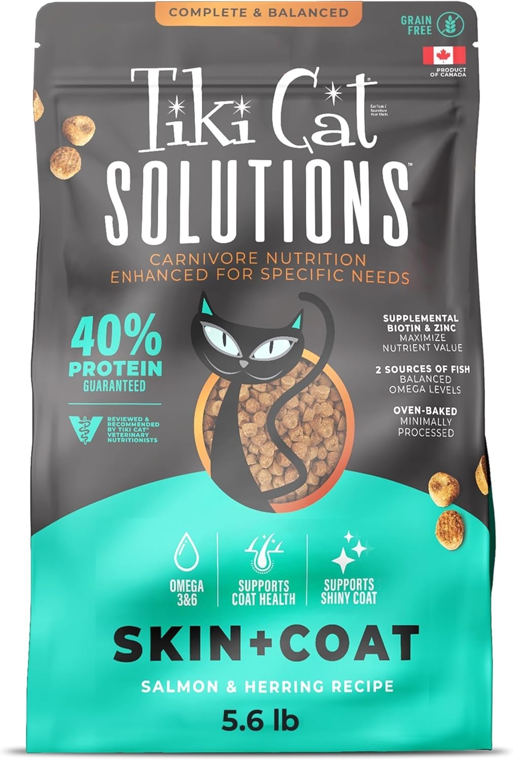 Tiki Cat Solutions Skin & Coat, Salmon & Herring Dry Cat Food, 5.6 lbs.