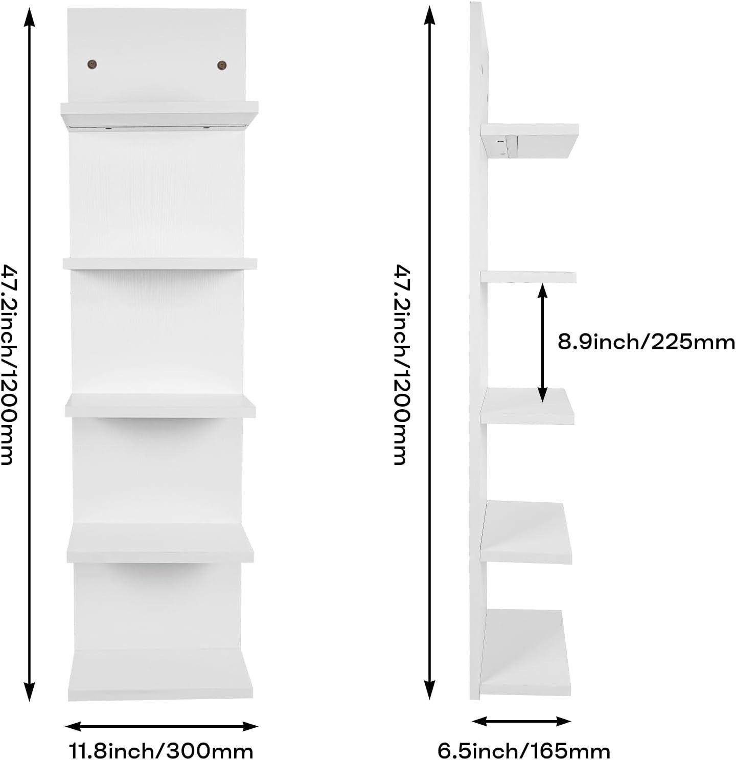 5-Tier LED Wall-Mount Display Shelf – RGB Lighting, Floating Storage for Bedroom