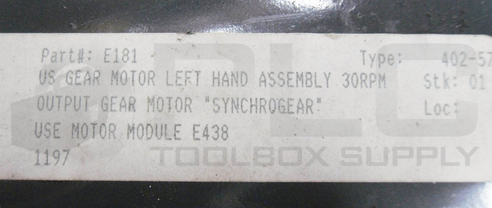 NEW US MOTORS E438 SYNCROGEAR MODULE RATIO: 58.0, E181 MOTOR 1/2HP 1145PM FR: 56