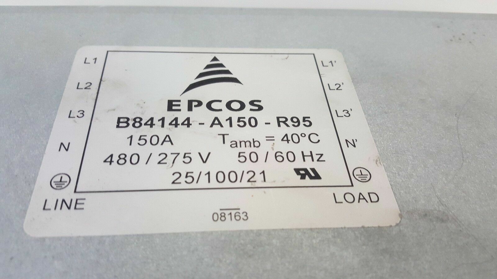 GUARANTEED! EPCOS 150A 480/275V 4-LINE POWER LINE FILTER B84144-A150-R95
