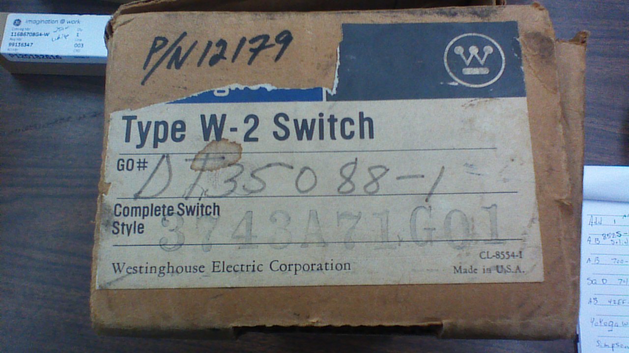 Westinghouse Type W-2 Switch PT 35088-1. W327