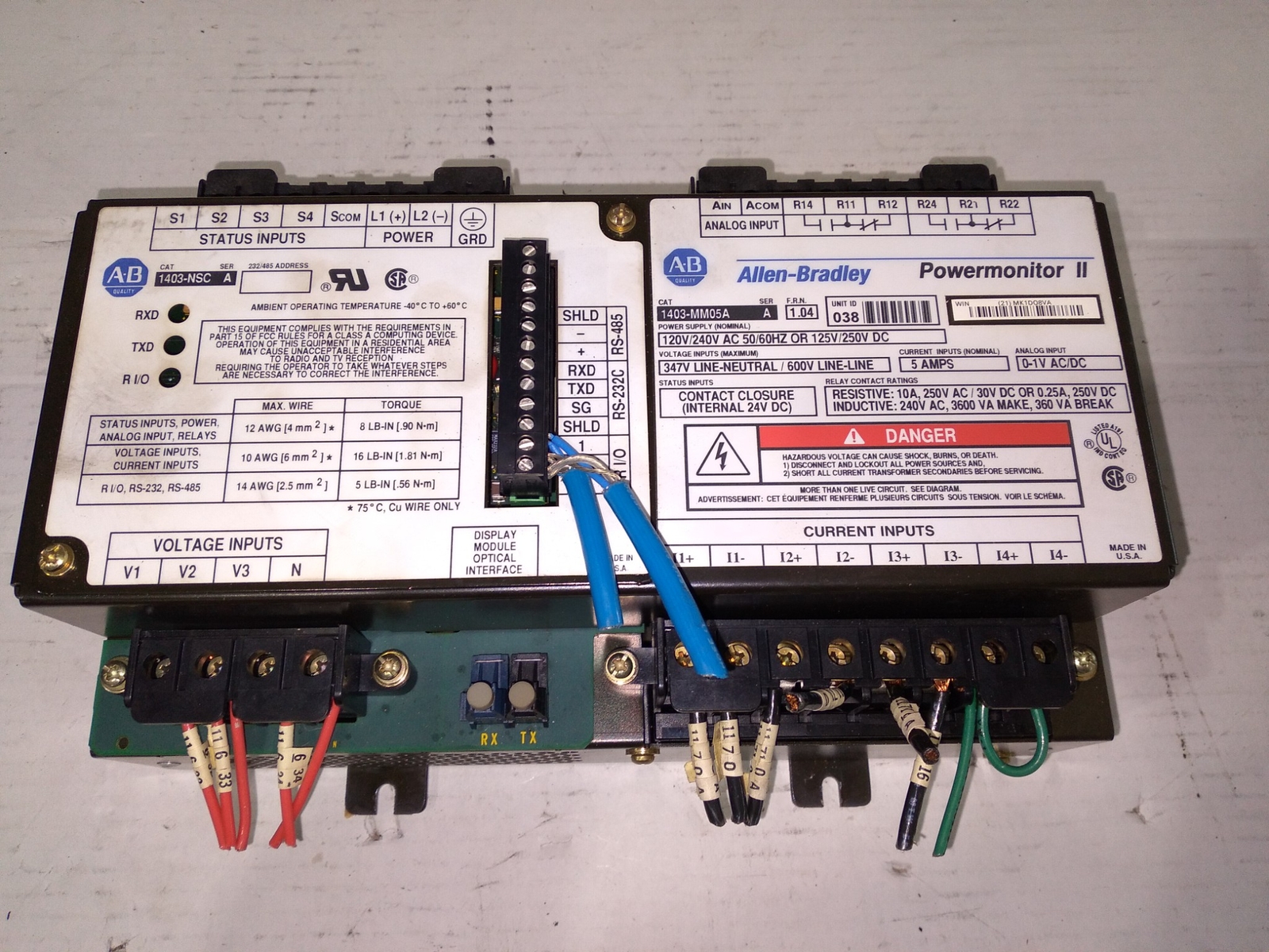 ALLEN-BRADLEY 1403-NSC SER.A ALLEN-BRADLEY 1403-MM05A SER.A 1.04FRN 120/240V AC