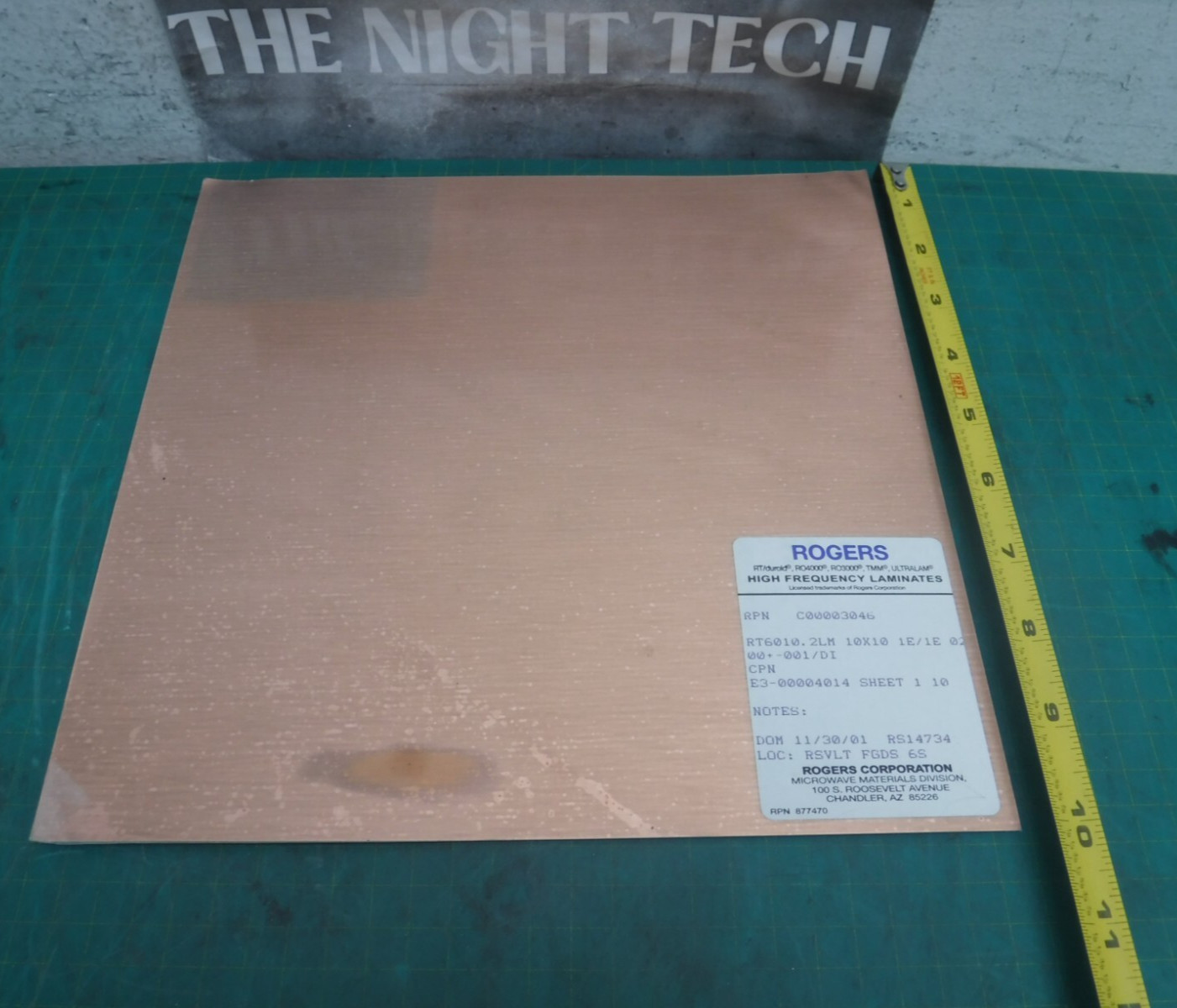 Rogers 6010.2 High Frequency Copper Laminate 10×10″ Sheet microwave board proto