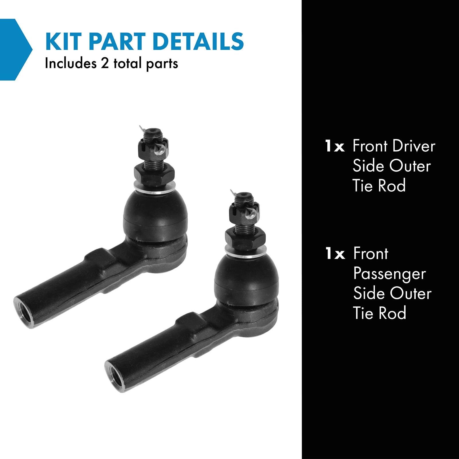 Trq 2 Piece Tie Rod Set Front Driver Passenger Side Outer Compatible Vehicles