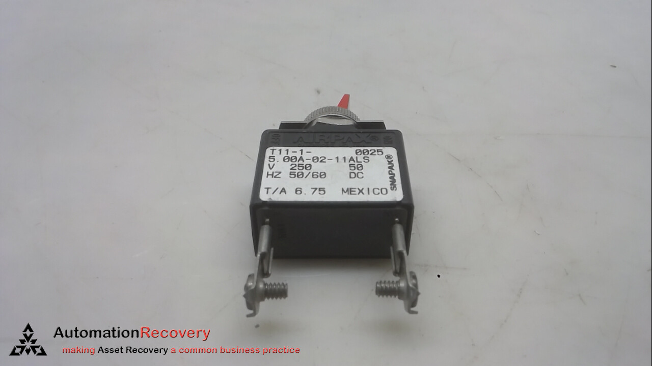 SANKEN-AIRPAX T11-1-5.00A-02-11ALS,CIRCUIT SWITCH, 250V, 5A, 1 POLE, NEW #264137