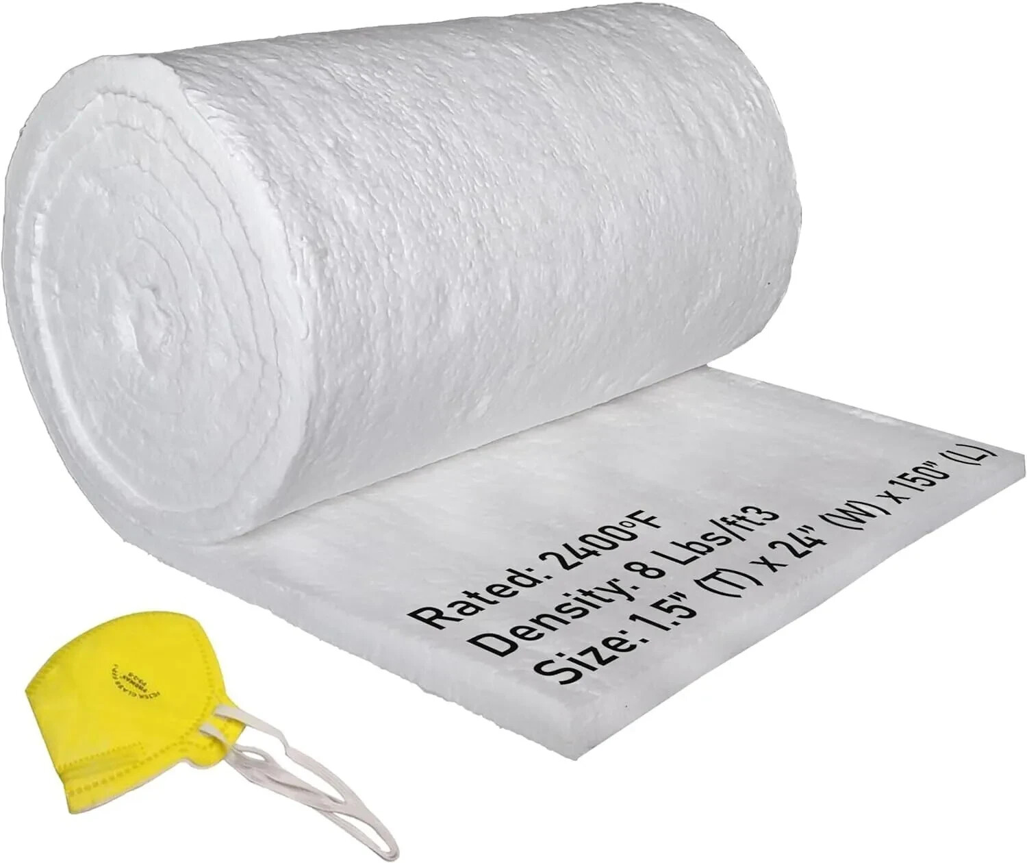Ceramic Fiber Blanket – 2400F 8# – 1.5″x24″x12.5′ – High Temp Thermal Insulation