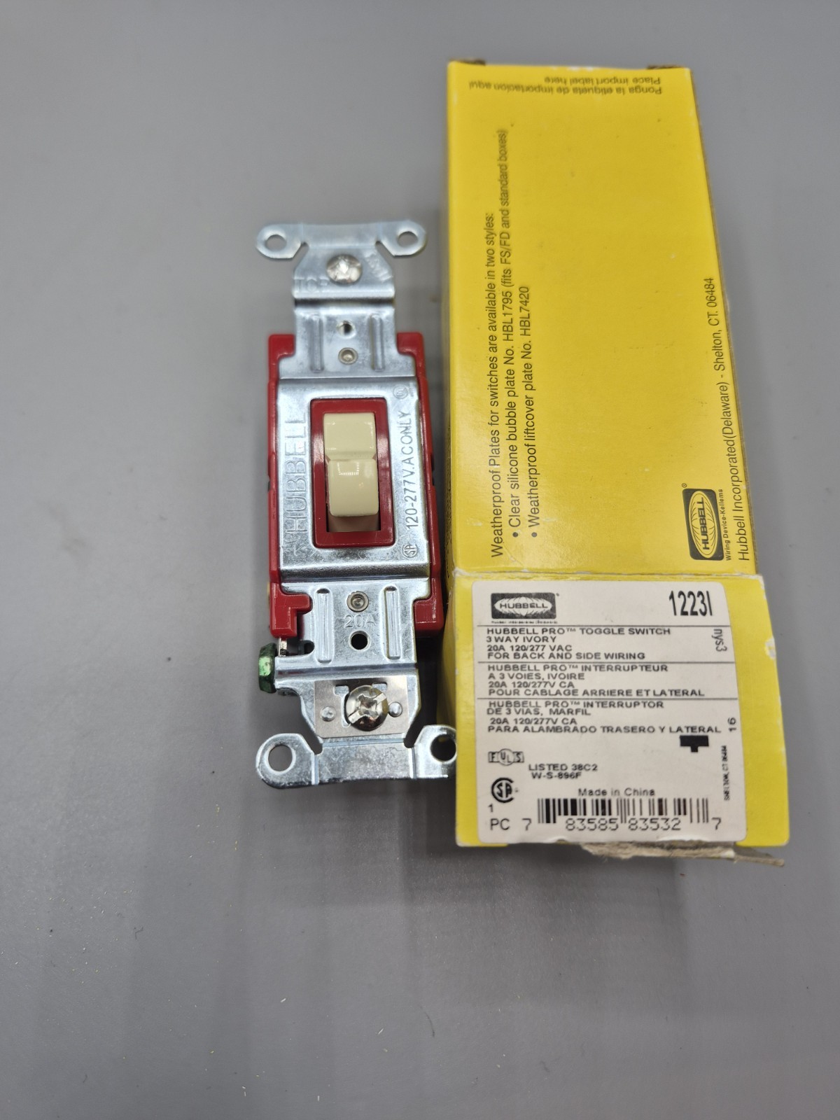 HUBBELL 1223I TOGGLE SWITCH 3 WAY IVORY 20A 120/277V 1223l New Free Shipping