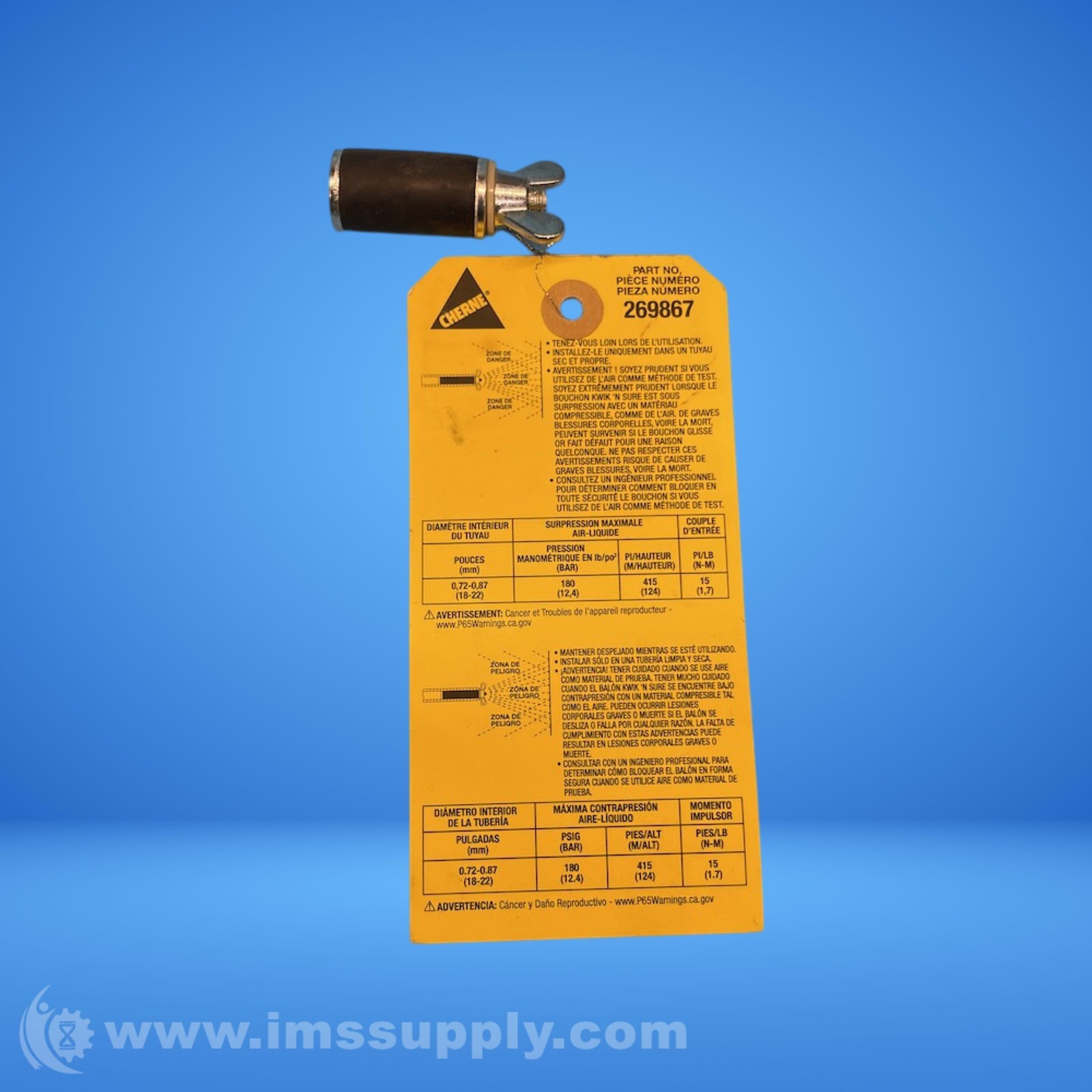 Cherne 269867 Kwik ‘N Sure Plug FNIP