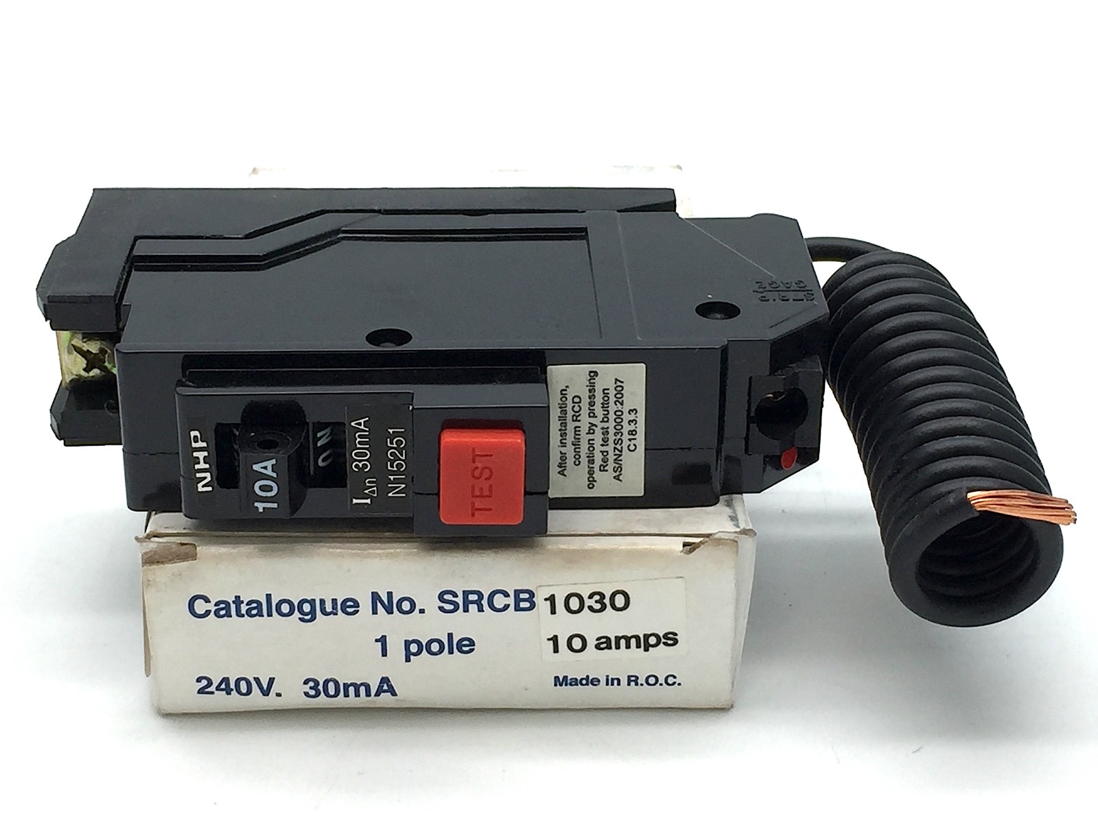 NHP TERASAKI SAFE-T SRCB1030 MCB-RCD Circuit Breaker 1P 10A 6kA 30mA