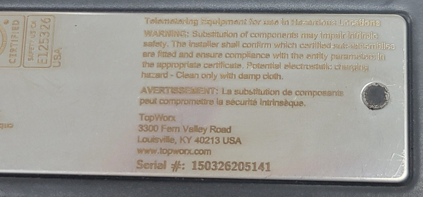 TopWorx Valvetop DX-Series Valve Controller Model DXP-M20GN4B