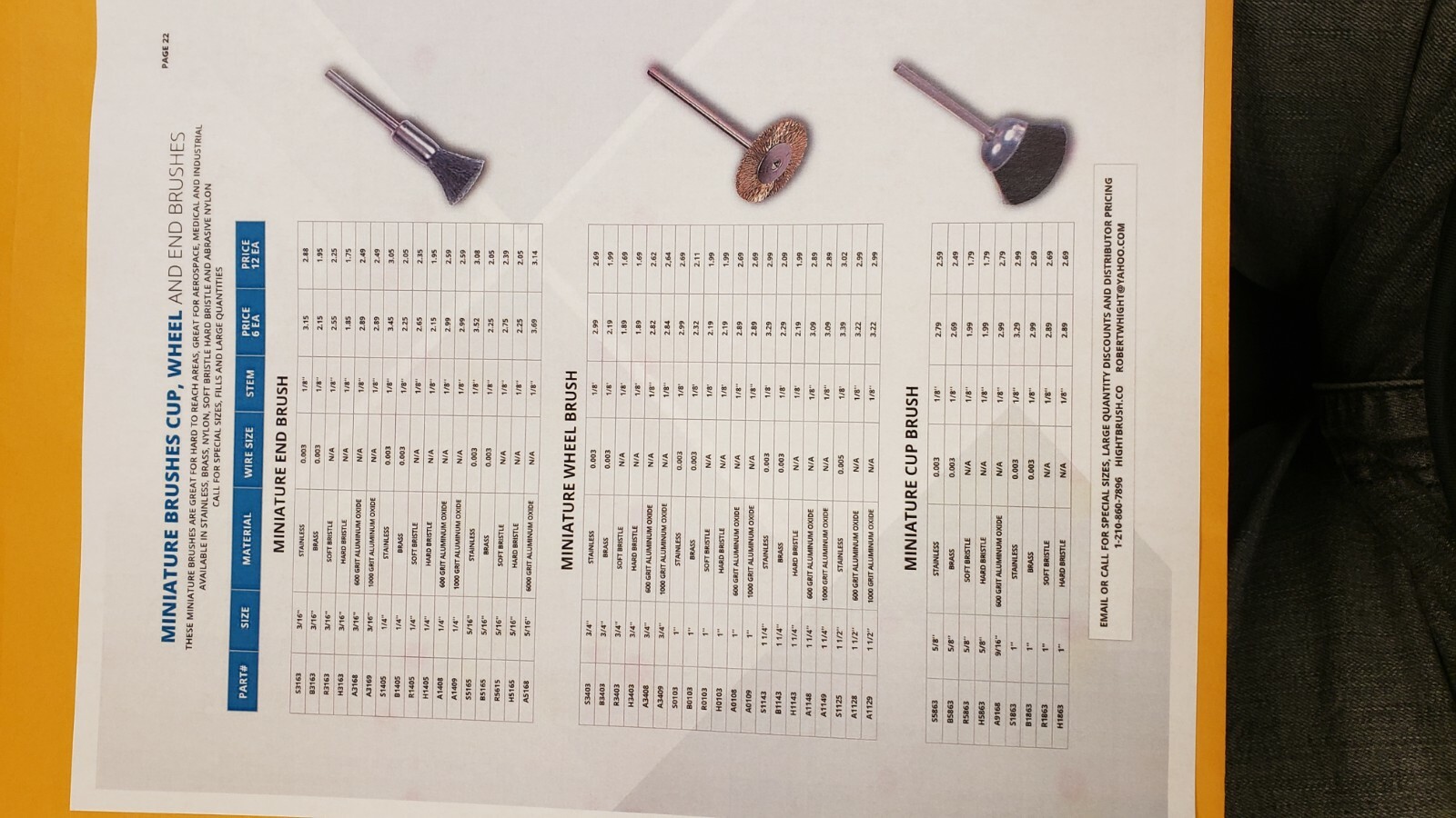 1/4” MINIATURE END BRUSH .006 STEEL WIRE 1/8” SHAFT 20 PER PACKAGE