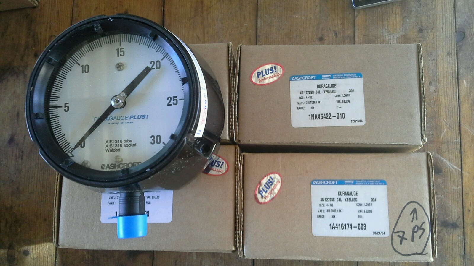 Ashcroft 45-1279-SS-04L-XE6LLSG-30# Duragauge Pressure Gauge 4.5″ 30 PSI – NEW