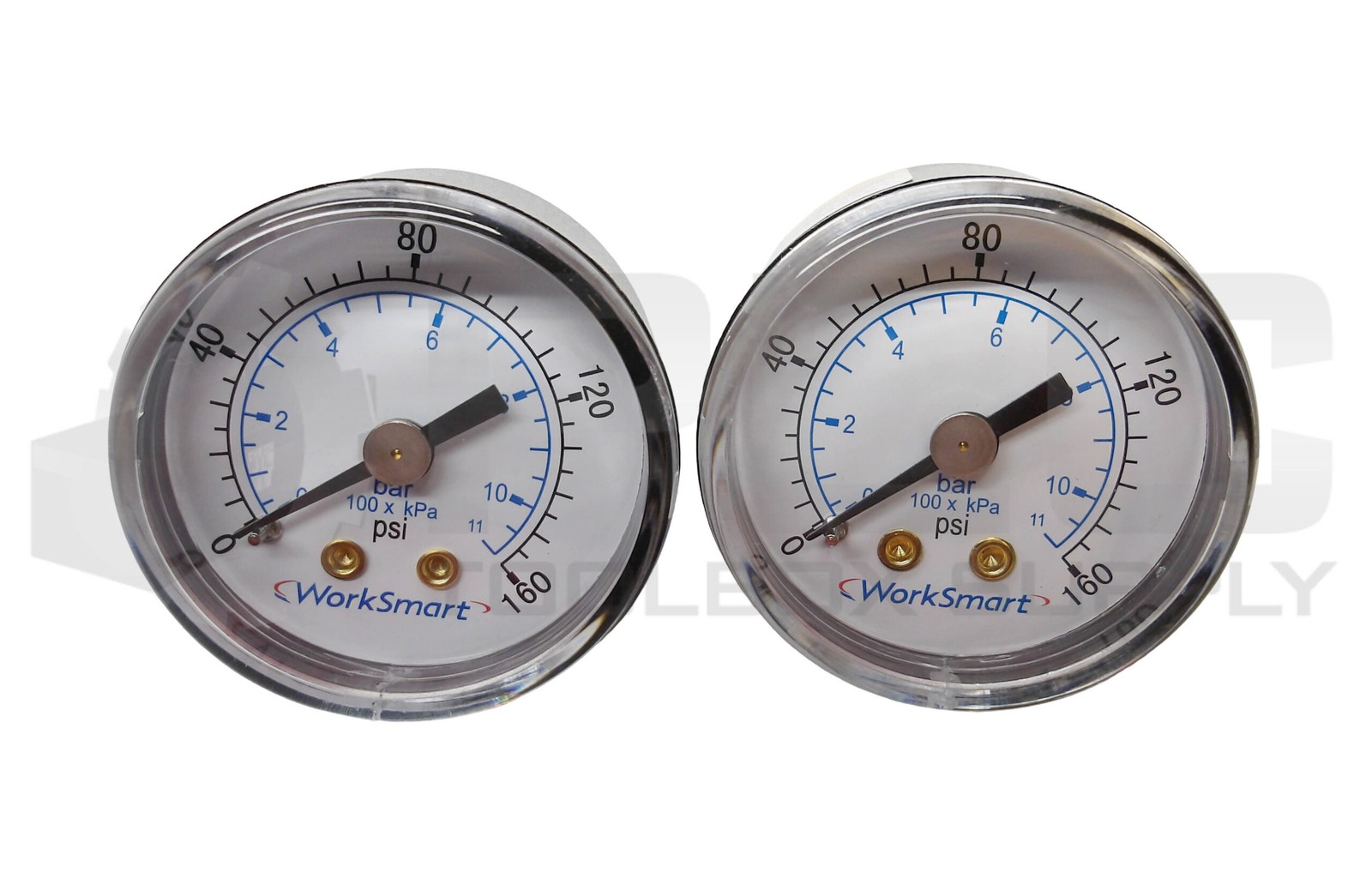 NEW LOT OF 2 WORKSMART WS-PE-GAGE-16 PRESSURE GAUGE 0-160PSI