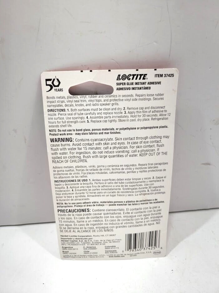 Loctite 37425 Super Glue Instant Adhesive Tube, 2-gram