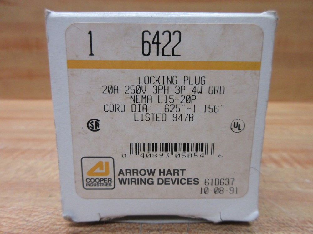 Arrow Hart 6422 Cooper Locking Plug (Pack of 3)