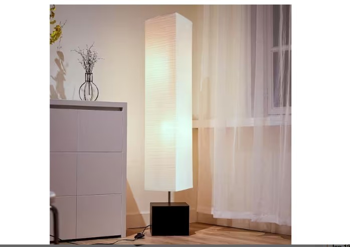 Merra 58 in. Bronze Square Mid-Century Modern Floor Lamp with Rice Paper Shade