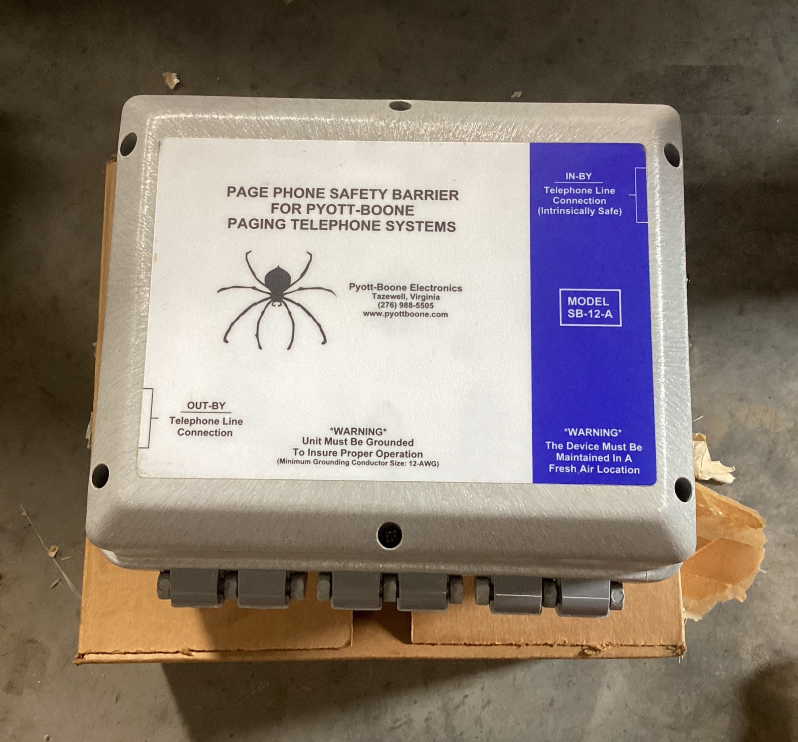 New Pyott Boone Electronics SB1-12-A Page Phone Safety Barrier