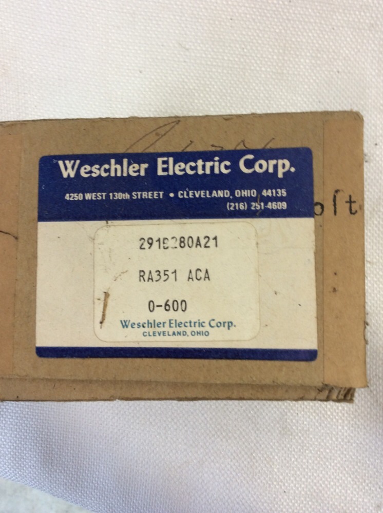 Weschler electric 291b280a21 panel gauge 0-600 amp nib.