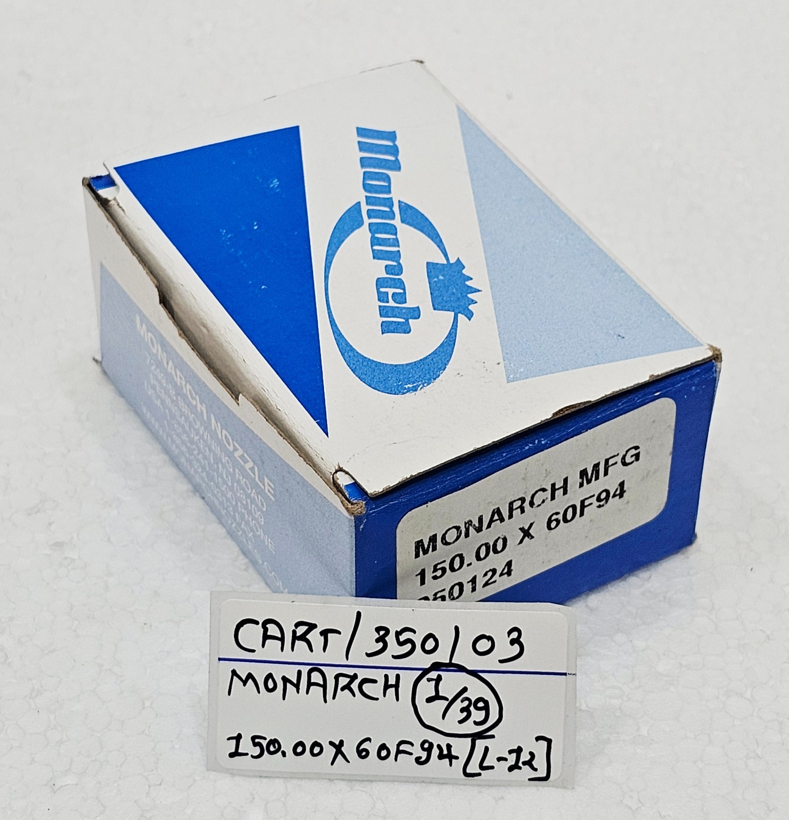 MONARCH F-94 NOZZLE 150.00 X 60F94 Spray Angle 60 Degree MADE IN USA [LOT OF 12]