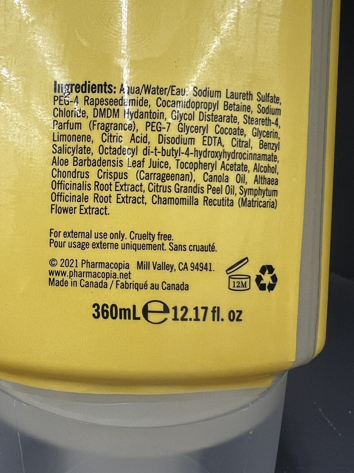 2 Bottles Pharmacopia Citrus Body Wash ~ 12.17 Fl oz Each