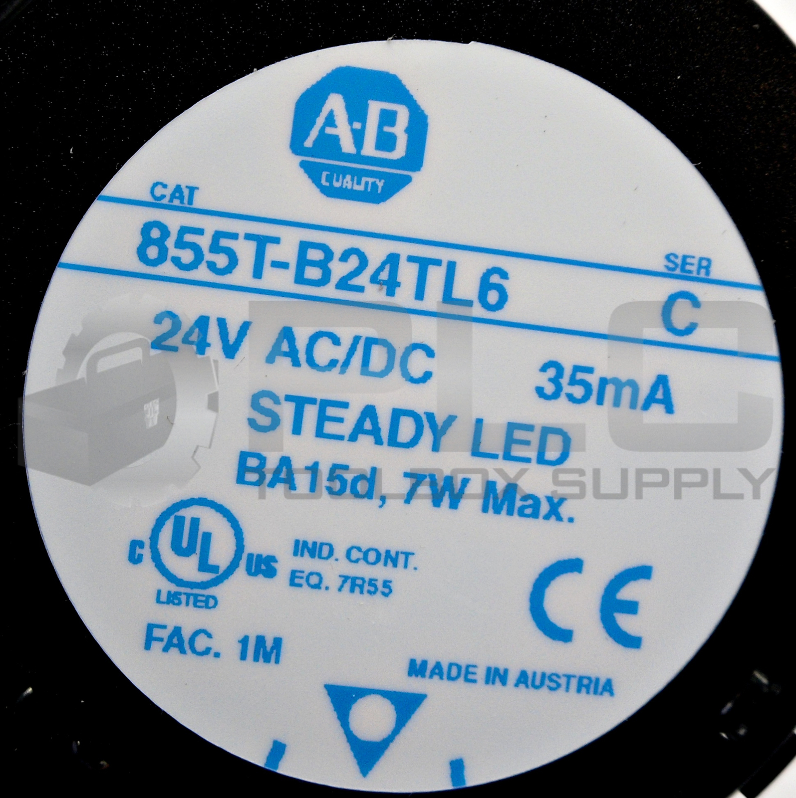 ALLEN BRADLEY 855T-B24TL6 /C STACK LIGHT BLUE LED W/ 855E-LL24B LED LAMP