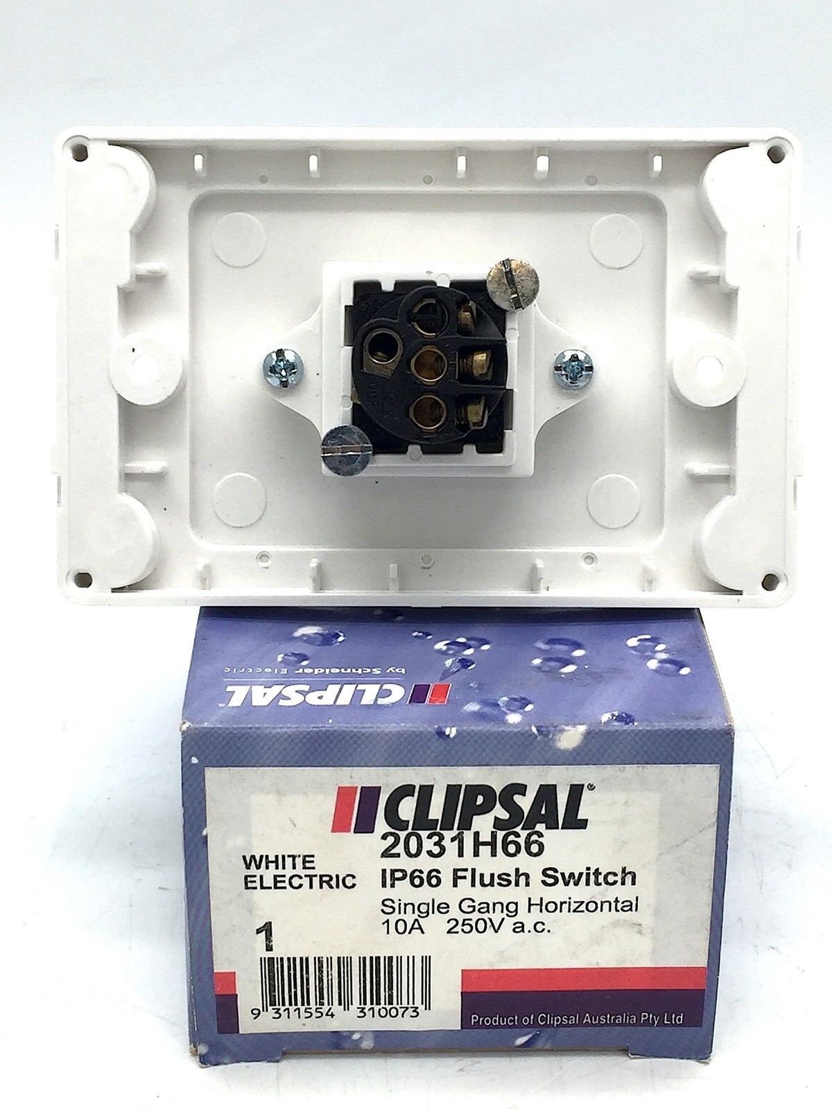 Clipsal 2031H66 Flush Switch 1 Gang Horizontal 10A 250VAC IP66 White