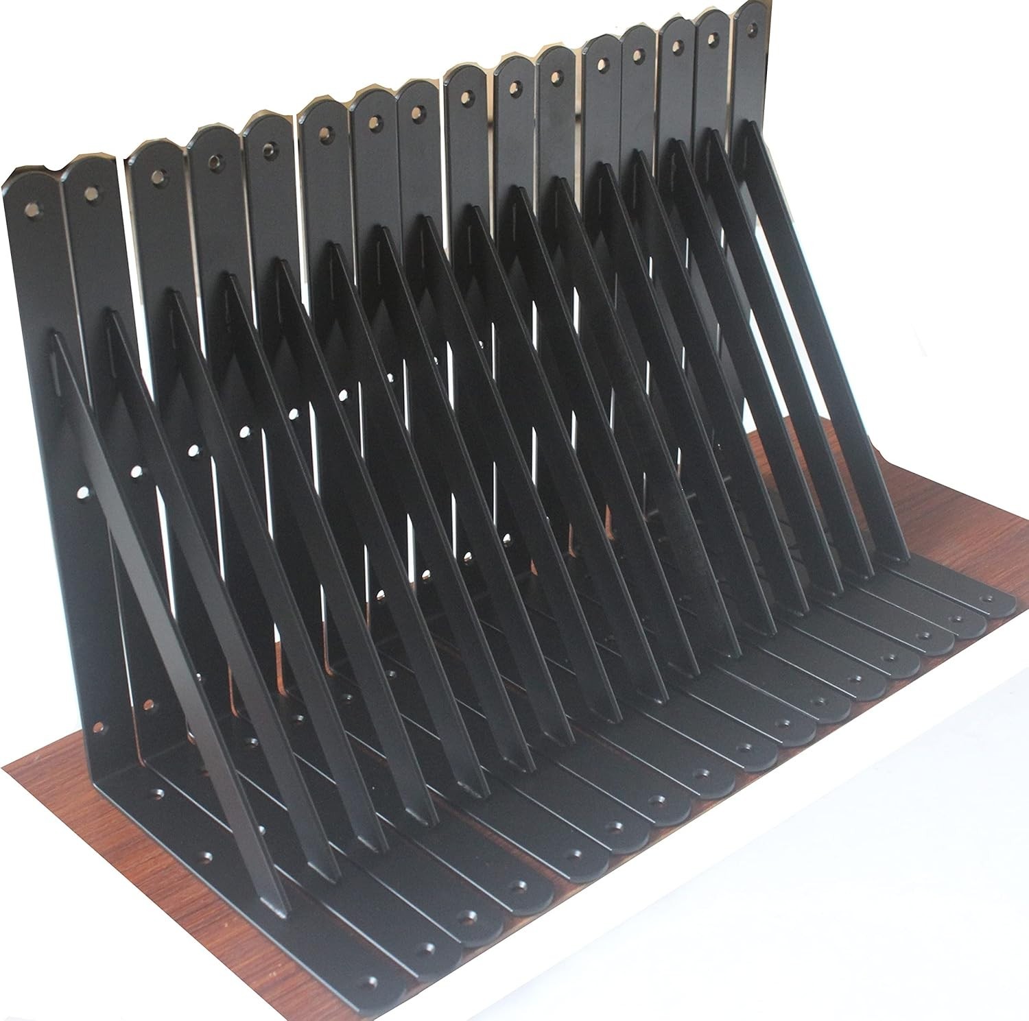 12 Pack Black Heavy Duty Shelf Brackets 12x8in Metal L Brackets w/ Screws
