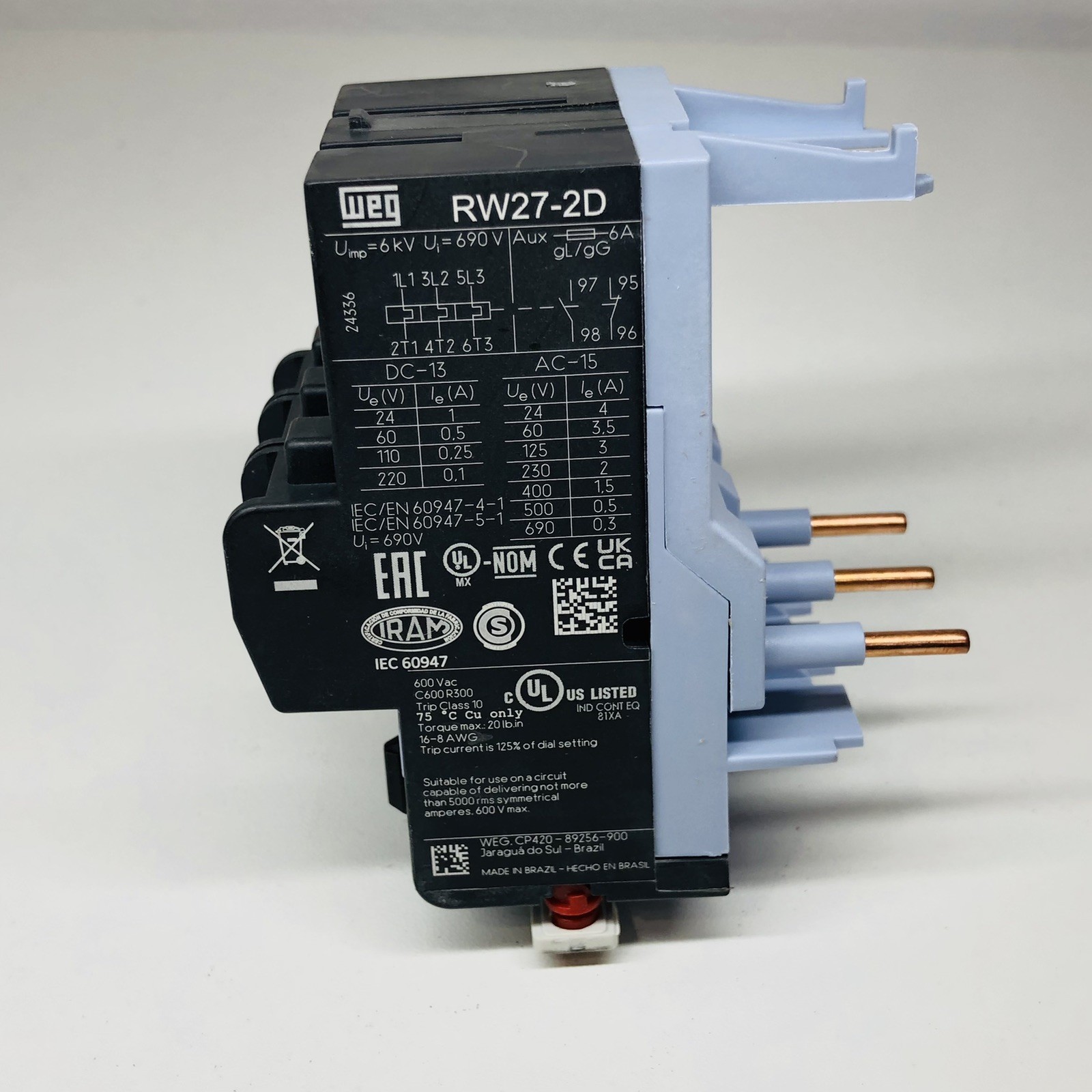 WEG OVERLOAD RELAY RW27-2D3-D018