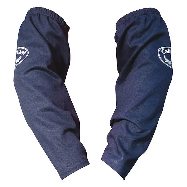 Caiman Flame-Resistant Sleeve, Cotton, 18 in Length, Blue, Elastic Cuff 3004-1