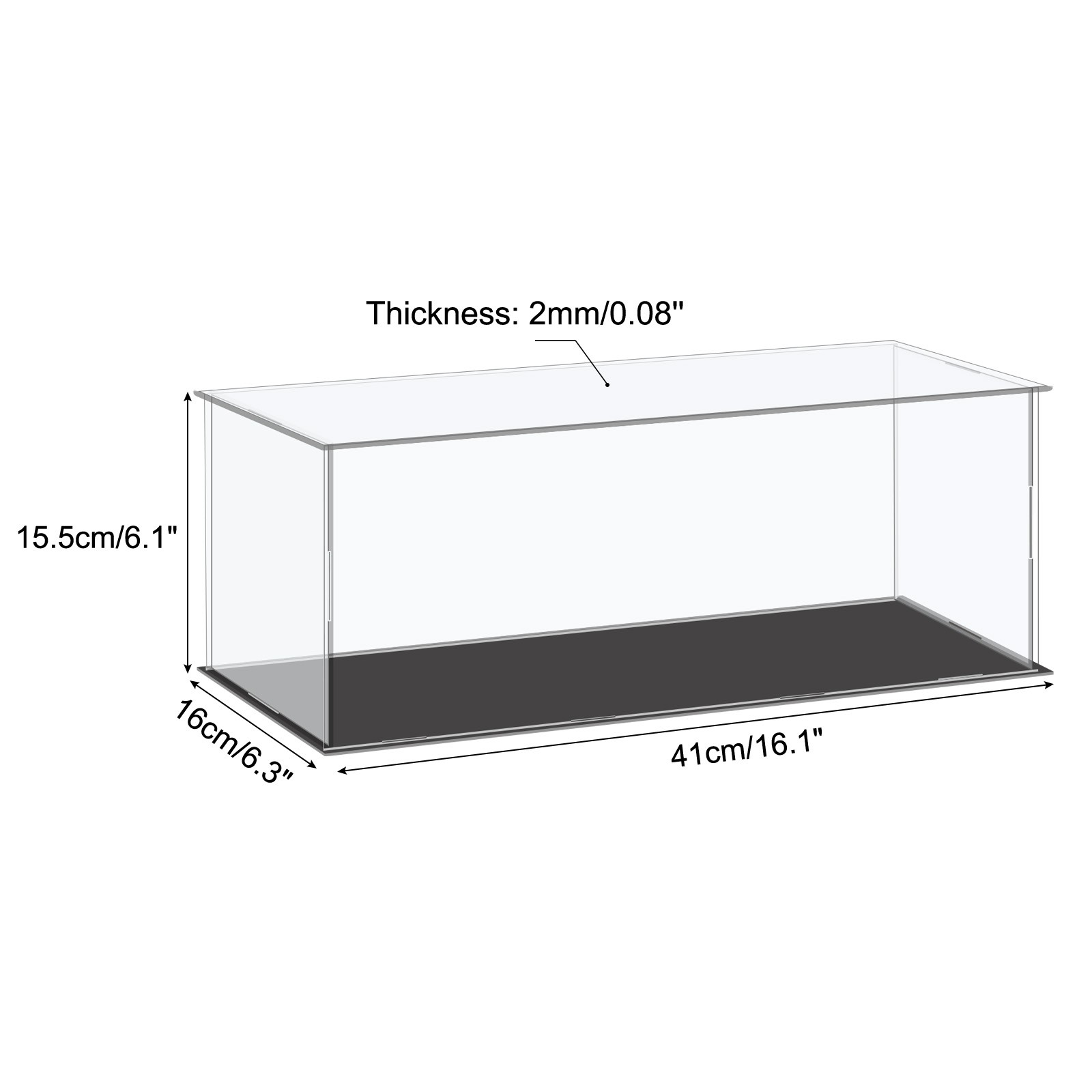 Acrylic Display Case Plastic Box Cube Storage Box Clear 41x16x15.5cm