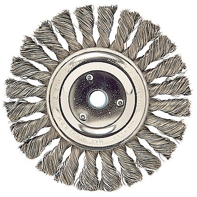 Weiler 8565 6″ Cable Twist Knot Wire Wheel 0.023″ Steel 9000 RPM