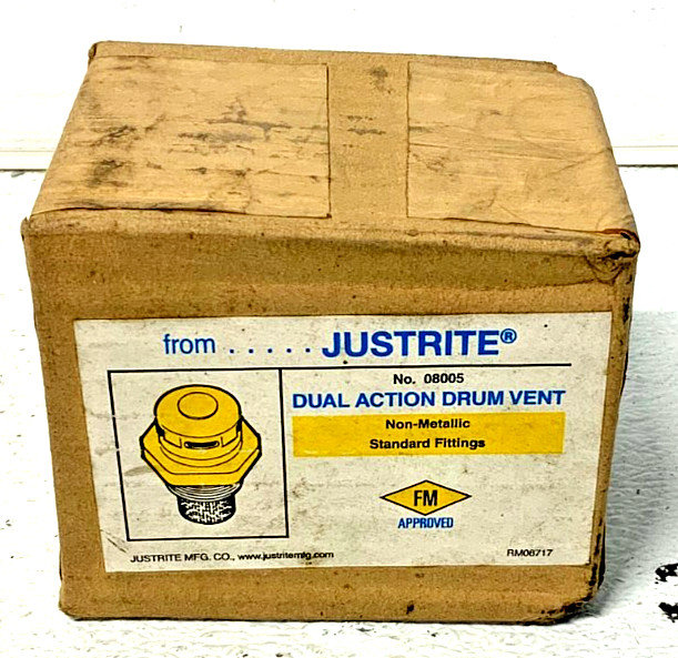New Lot of 2 Justrite 08005 Dual Action Drum Vent Non-Metallic Standard Fit 232B