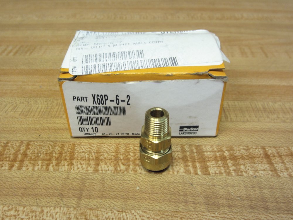 Parker X68P-6-2 3/8×1/8 Brass Male Pipe Connector X68P62 (Pack of 15)