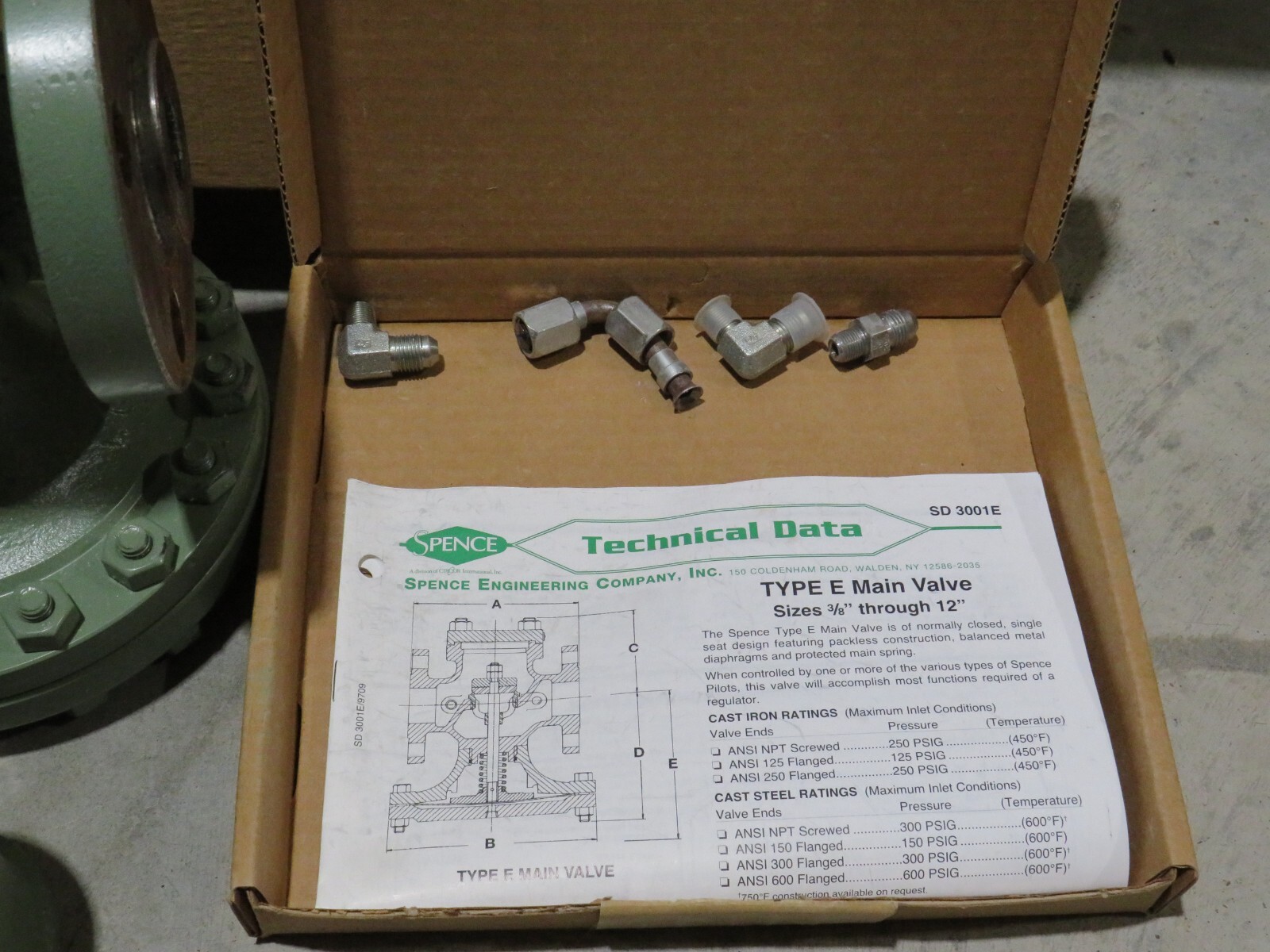 SPENCE ENGINEERING VALVE TYPE E 357922-1 PRESSURE REGULATOR