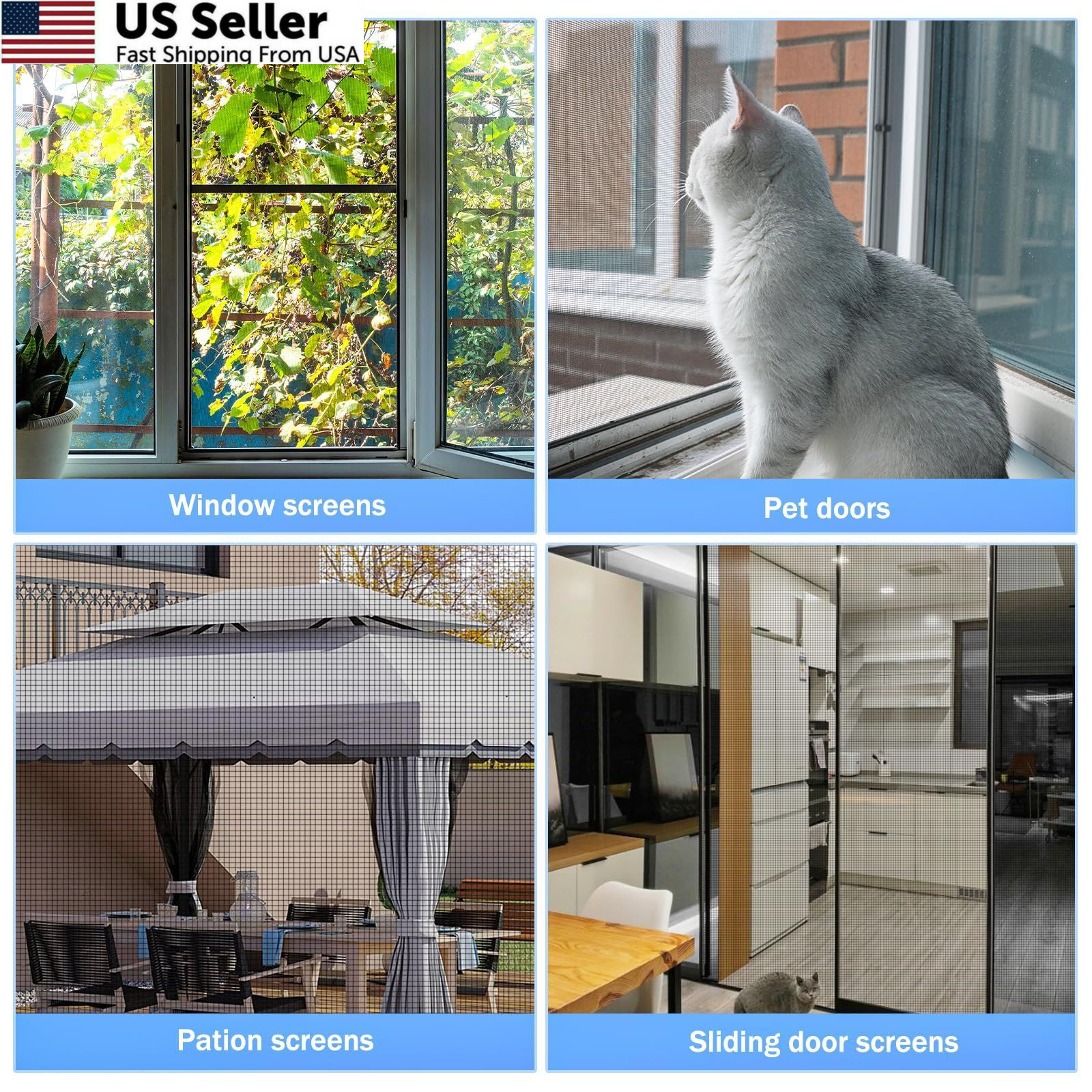 48″x102″ Fiberglass Window Screen Mesh Replacement for Doors Patio & Windows USA
