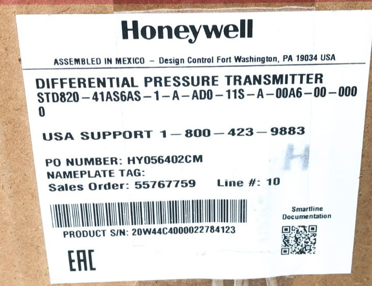 New Honeywell STD820-41AS6AS-1-A-AD0-11S-A-00A6-00-0000 Pressure Transmitter