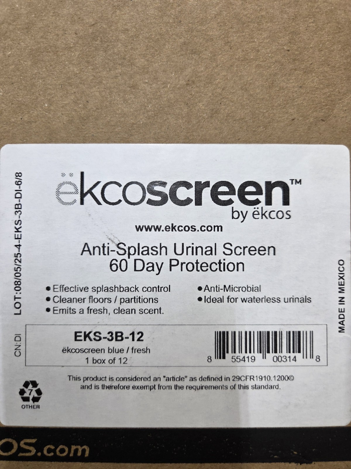 Ekcosscreen, ekcos EKS-3B-12 EkcoBlue/Fresh Urinal Screen