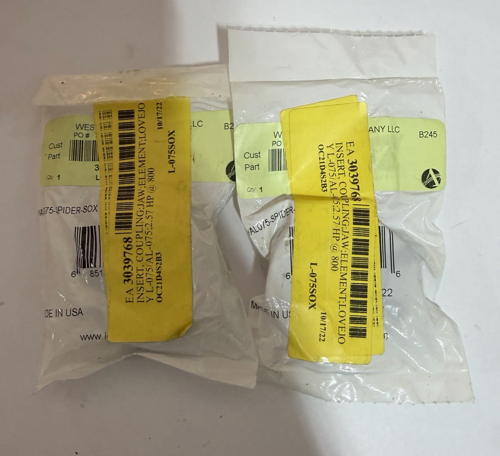 Lot Of 2! L075 (L-075) Lovejoy Spider Insert