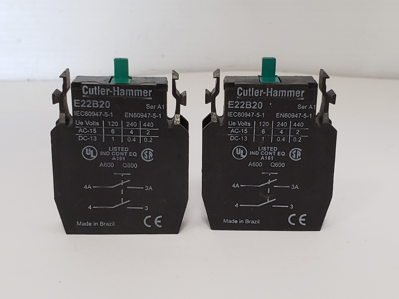CUTLER HAMMER E22B20 CONTACT BLOCK SERIES A1 (LOT OF 2)