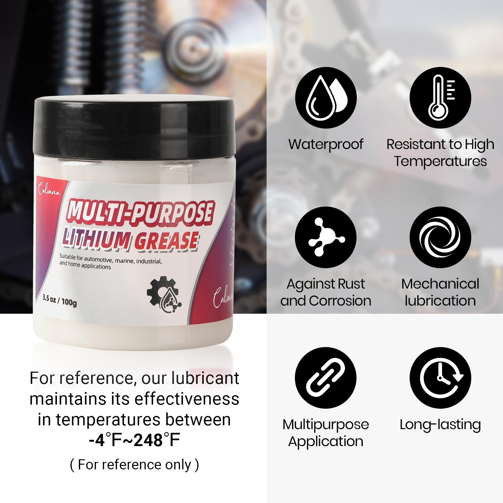 Calvana 3.5oz Multi-Purpose White Lithium Grease with 2 Brushes, Ideal for…