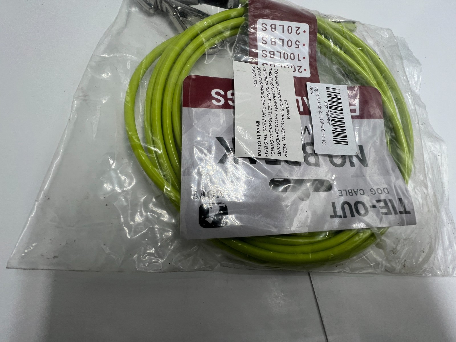 (QTY 5) Dog Tie Out Cable Yellow Green 10ft Dog Runner Leash For Small to Medium
