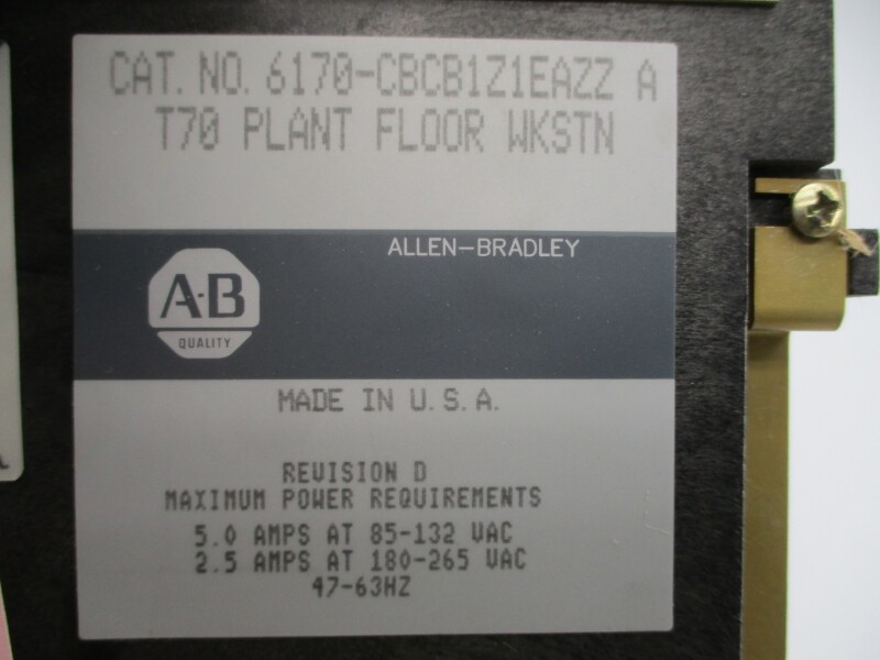 ALLEN BRADLEY 6170-CBCB1Z1EAZZ SER. A 180-265VAC 5.0A UNMP